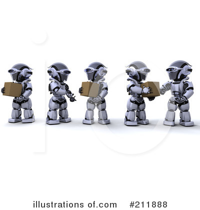 3d Robots Clipart #211888 by KJ Pargeter