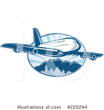 Royalty-Free (RF) Airplane Clipart Illustration by patrimonio - Stock Sample #225294
