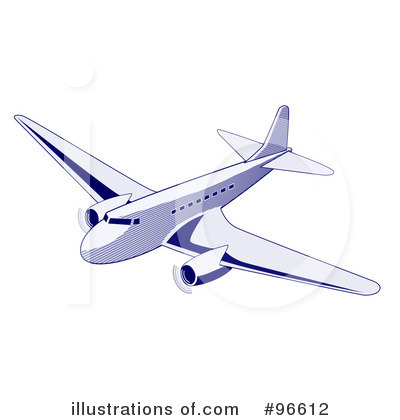 Royalty-Free (RF) Airplane Clipart Illustration by patrimonio - Stock Sample #96612