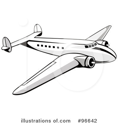 Royalty-Free (RF) Airplane Clipart Illustration by patrimonio - Stock Sample #96642