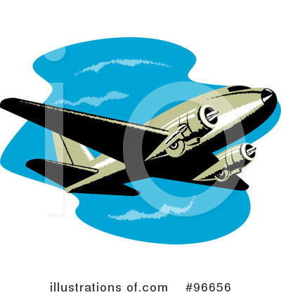Royalty-Free (RF) Airplane Clipart Illustration by patrimonio - Stock Sample #96656