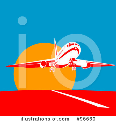 Royalty-Free (RF) Airplane Clipart Illustration by patrimonio - Stock Sample #96660
