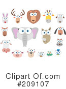 Animal Faces Clipart #209107 by Qiun
