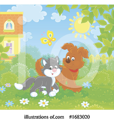 Cat And Dog Clipart #1683020 by Alex Bannykh