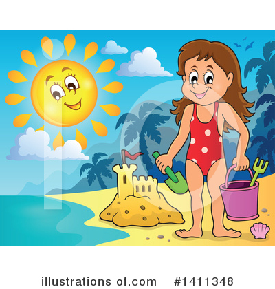 Royalty-Free (RF) At The Beach Clipart Illustration by visekart - Stock Sample #1411348