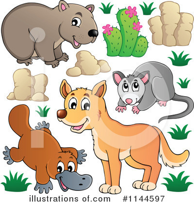 Royalty-Free (RF) Australian Animals Clipart Illustration by visekart - Stock Sample #1144597