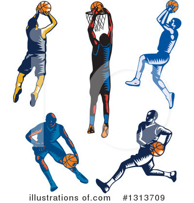 Royalty-Free (RF) Basketball Player Clipart Illustration by patrimonio - Stock Sample #1313709