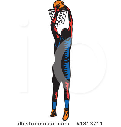 Royalty-Free (RF) Basketball Player Clipart Illustration by patrimonio - Stock Sample #1313711