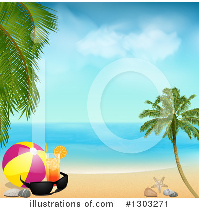 Tropical Beach Clipart #1303271 by elaineitalia