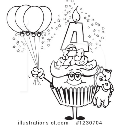 Royalty-Free (RF) Birthday Cupcake Clipart Illustration by Dennis Holmes Designs - Stock Sample #1230704