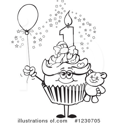 Royalty-Free (RF) Birthday Cupcake Clipart Illustration by Dennis Holmes Designs - Stock Sample #1230705