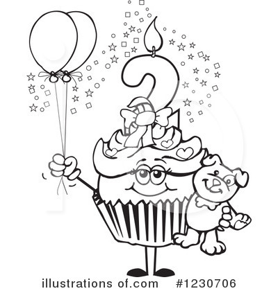 Royalty-Free (RF) Birthday Cupcake Clipart Illustration by Dennis Holmes Designs - Stock Sample #1230706