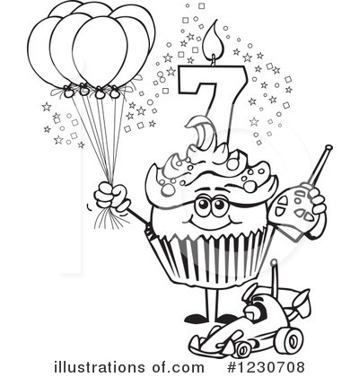 Royalty-Free (RF) Birthday Cupcake Clipart Illustration by Dennis Holmes Designs - Stock Sample #1230708