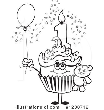 Royalty-Free (RF) Birthday Cupcake Clipart Illustration by Dennis Holmes Designs - Stock Sample #1230712