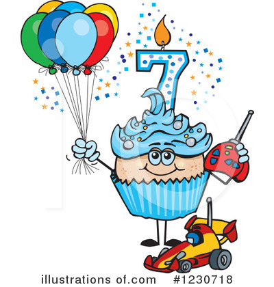 Royalty-Free (RF) Birthday Cupcake Clipart Illustration by Dennis Holmes Designs - Stock Sample #1230718