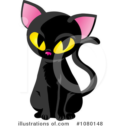 Royalty-Free (RF) Black Cat Clipart Illustration by Rosie Piter - Stock Sample #1080148