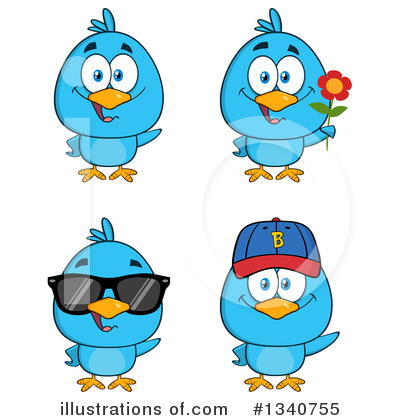 Royalty-Free (RF) Blue Bird Clipart Illustration by Hit Toon - Stock Sample #1340755