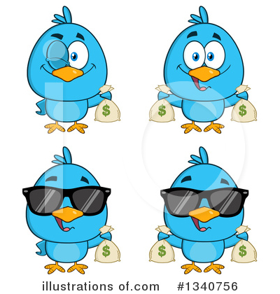 Royalty-Free (RF) Blue Bird Clipart Illustration by Hit Toon - Stock Sample #1340756