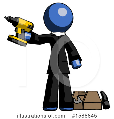 Royalty-Free (RF) Blue Design Mascot Clipart Illustration by Leo Blanchette - Stock Sample #1588845