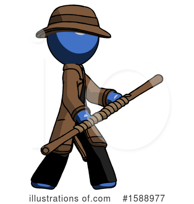 Royalty-Free (RF) Blue Design Mascot Clipart Illustration by Leo Blanchette - Stock Sample #1588977