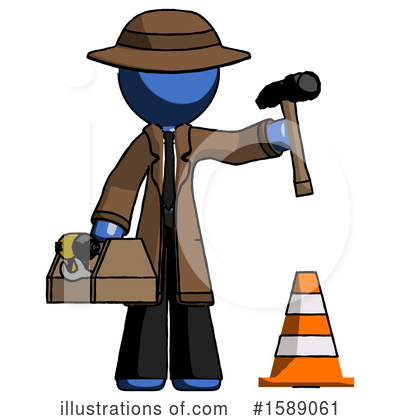 Royalty-Free (RF) Blue Design Mascot Clipart Illustration by Leo Blanchette - Stock Sample #1589061
