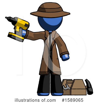 Royalty-Free (RF) Blue Design Mascot Clipart Illustration by Leo Blanchette - Stock Sample #1589065