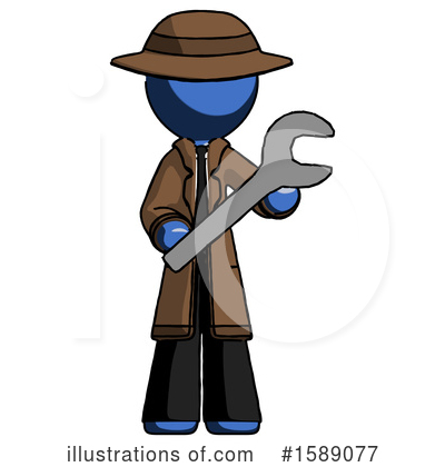 Royalty-Free (RF) Blue Design Mascot Clipart Illustration by Leo Blanchette - Stock Sample #1589077