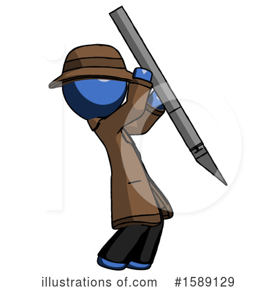 Royalty-Free (RF) Blue Design Mascot Clipart Illustration by Leo Blanchette - Stock Sample #1589129