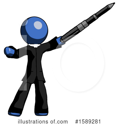 Royalty-Free (RF) Blue Design Mascot Clipart Illustration by Leo Blanchette - Stock Sample #1589281