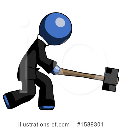 Royalty-Free (RF) Blue Design Mascot Clipart Illustration by Leo Blanchette - Stock Sample #1589301