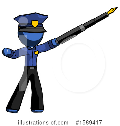 Royalty-Free (RF) Blue Design Mascot Clipart Illustration by Leo Blanchette - Stock Sample #1589417