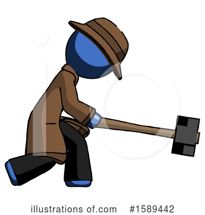 Royalty-Free (RF) Blue Design Mascot Clipart Illustration by Leo Blanchette - Stock Sample #1589442