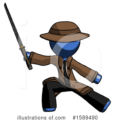 Royalty-Free (RF) Blue Design Mascot Clipart Illustration by Leo Blanchette - Stock Sample #1589490