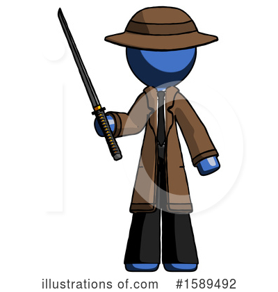 Royalty-Free (RF) Blue Design Mascot Clipart Illustration by Leo Blanchette - Stock Sample #1589492