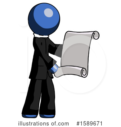 Royalty-Free (RF) Blue Design Mascot Clipart Illustration by Leo Blanchette - Stock Sample #1589671