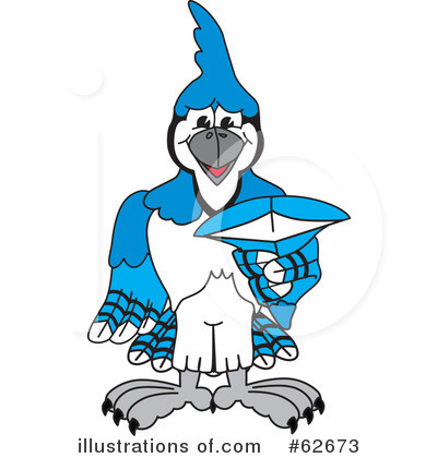 Royalty-Free (RF) Blue Jay Mascot Clipart Illustration by Mascot Junction - Stock Sample #62673