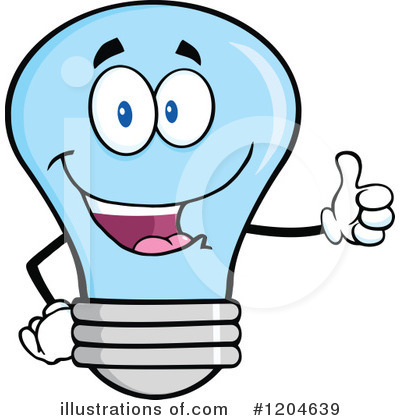 Royalty-Free (RF) Blue Light Bulb Clipart Illustration by Hit Toon - Stock Sample #1204639