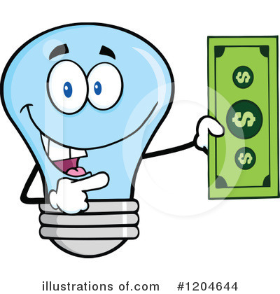 Royalty-Free (RF) Blue Light Bulb Clipart Illustration by Hit Toon - Stock Sample #1204644