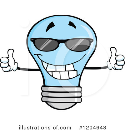 Royalty-Free (RF) Blue Light Bulb Clipart Illustration by Hit Toon - Stock Sample #1204648