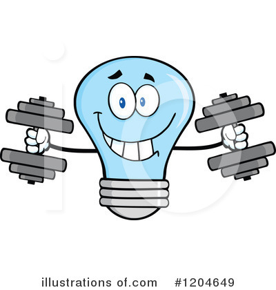 Royalty-Free (RF) Blue Light Bulb Clipart Illustration by Hit Toon - Stock Sample #1204649