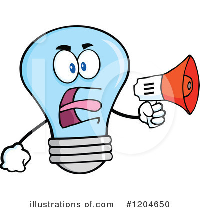 Royalty-Free (RF) Blue Light Bulb Clipart Illustration by Hit Toon - Stock Sample #1204650