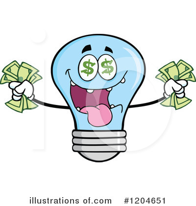 Royalty-Free (RF) Blue Light Bulb Clipart Illustration by Hit Toon - Stock Sample #1204651