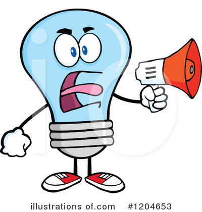 Royalty-Free (RF) Blue Light Bulb Clipart Illustration by Hit Toon - Stock Sample #1204653