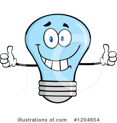 Royalty-Free (RF) Blue Light Bulb Clipart Illustration by Hit Toon - Stock Sample #1204654