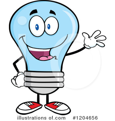 Royalty-Free (RF) Blue Light Bulb Clipart Illustration by Hit Toon - Stock Sample #1204656