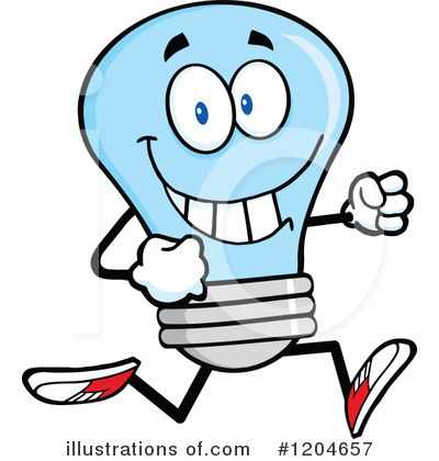 Royalty-Free (RF) Blue Light Bulb Clipart Illustration by Hit Toon - Stock Sample #1204657