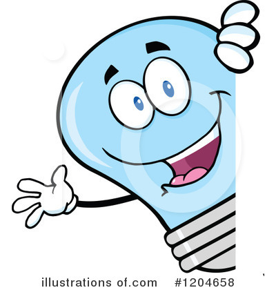 Royalty-Free (RF) Blue Light Bulb Clipart Illustration by Hit Toon - Stock Sample #1204658
