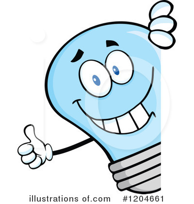 Royalty-Free (RF) Blue Light Bulb Clipart Illustration by Hit Toon - Stock Sample #1204661