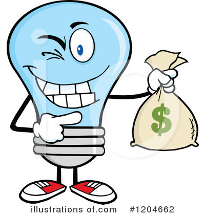 Royalty-Free (RF) Blue Light Bulb Clipart Illustration by Hit Toon - Stock Sample #1204662
