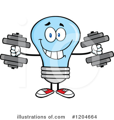 Royalty-Free (RF) Blue Light Bulb Clipart Illustration by Hit Toon - Stock Sample #1204664